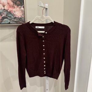 Zara Women's Deep Burgundy Cardigan